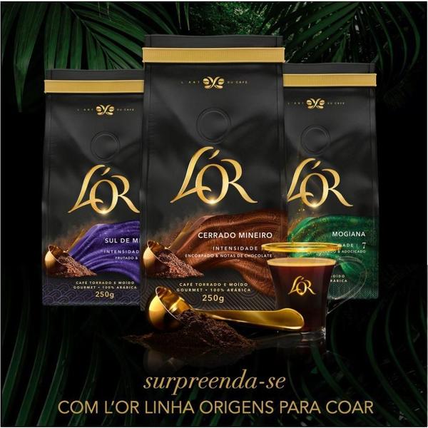 Café Gourmet Lor Cerrado Mineiro Moído Kit 5 Pacotes 250G - L'Or Imagem de Café Gourmet Lor Cerrado Mineiro Moído Kit 5 Pacotes 250G