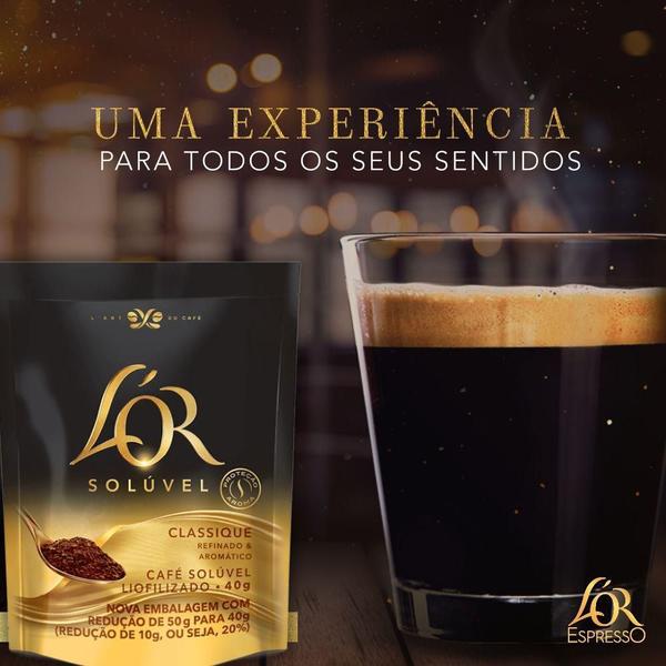 Café Gourmet Solúvel Lor Classique Kit 5 Sachês 40G - L'Or Imagem de Café Gourmet Solúvel Lor Classique Kit 5 Sachês 40G