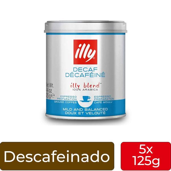 Imagem de Café Illy Descafeinado Espresso Kit 5 Latas 125g