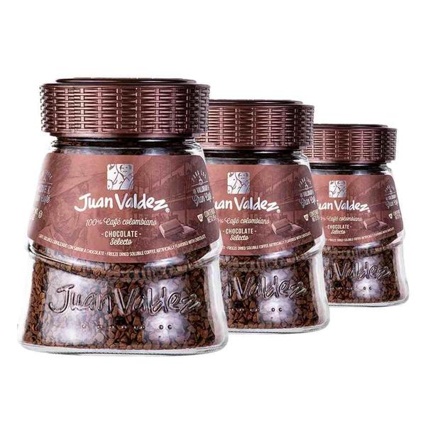 Café Juan Valdez Solúvel Colombiano Chocolate 3 Potes De 95G Imagem de Café Juan Valdez Solúvel Colombiano Chocolate 3 Potes De 95G