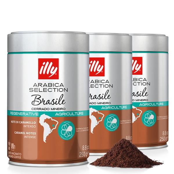 Imagem de Café Moído Illy Arabica Brasile Cerrado Mineiro 3 Latas 250g