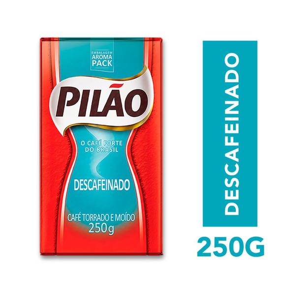 Café Pilão Torrado e Moído Descafeinado 10 Pacotes de 250g Imagem de Café Pilão Torrado e Moído Descafeinado 10 Pacotes de 250g