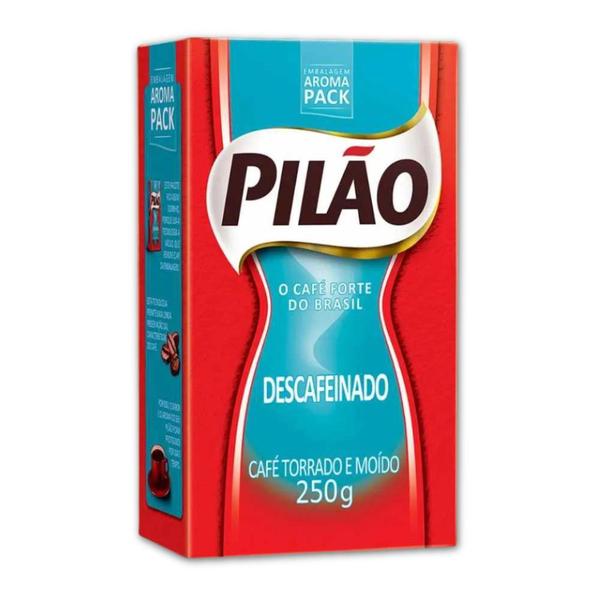 Café Pilão Torrado e Moído Descafeinado 10 Pacotes de 250g Imagem de Café Pilão Torrado e Moído Descafeinado 10 Pacotes de 250g