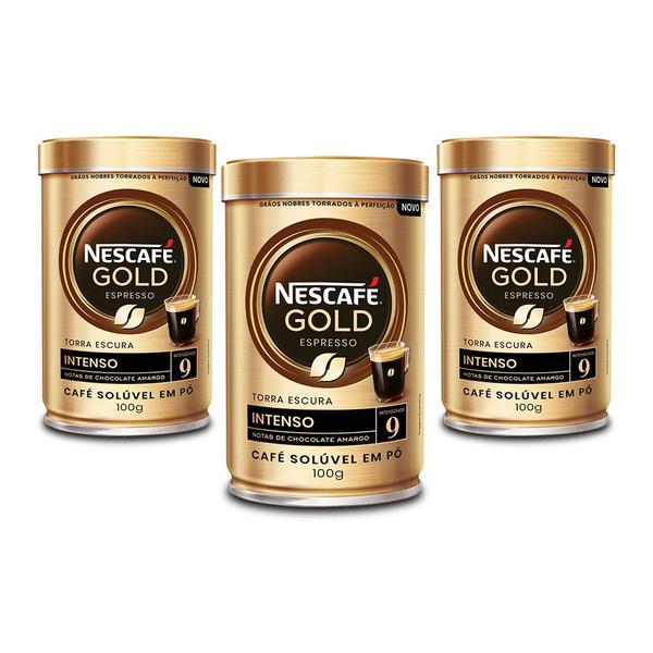 Imagem de Café Solúvel Nescafé Gold Intenso Kit 3 Latas de 100g