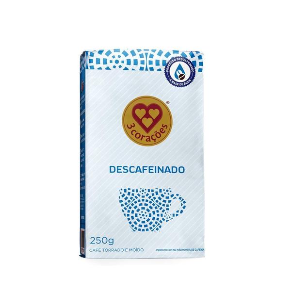 Café Torrado e Moído 3 Corações Descafeinado a Vácuo 250g Imagem de Café Torrado e Moído 3 Corações Descafeinado a Vácuo 250g