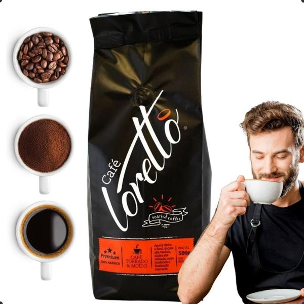 Imagem de Café Torrado e Moído Arábica Premium Loretto 500g