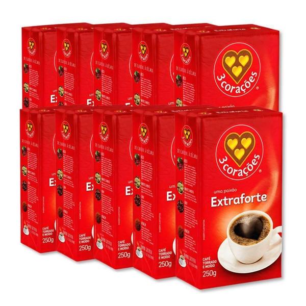 Café Três Corações Extra Forte Kit 10 Pacotes A Vácuo 250G - Tres Coracoes Imagem de Café Três Corações Extra Forte Kit 10 Pacotes A Vácuo 250G