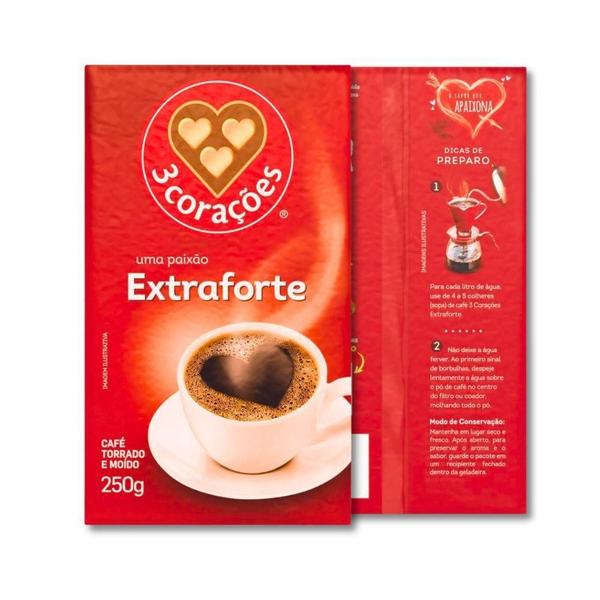 Café Três Corações Extra Forte Kit 10 Pacotes A Vácuo 250G - Tres Coracoes Imagem de Café Três Corações Extra Forte Kit 10 Pacotes A Vácuo 250G