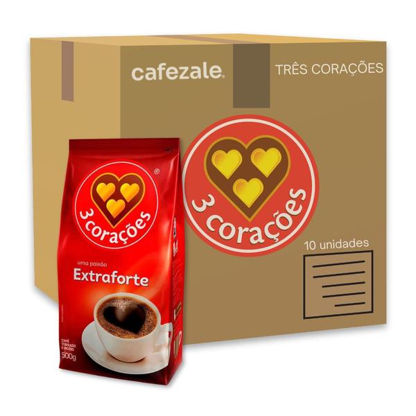 Imagem de Café Três Corações Extra Forte Moído Kit 10 Pacotes 500g