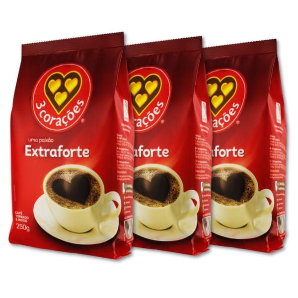 Imagem de Café Três Corações Extra Forte Moído Kit 3 Pacotes 250g