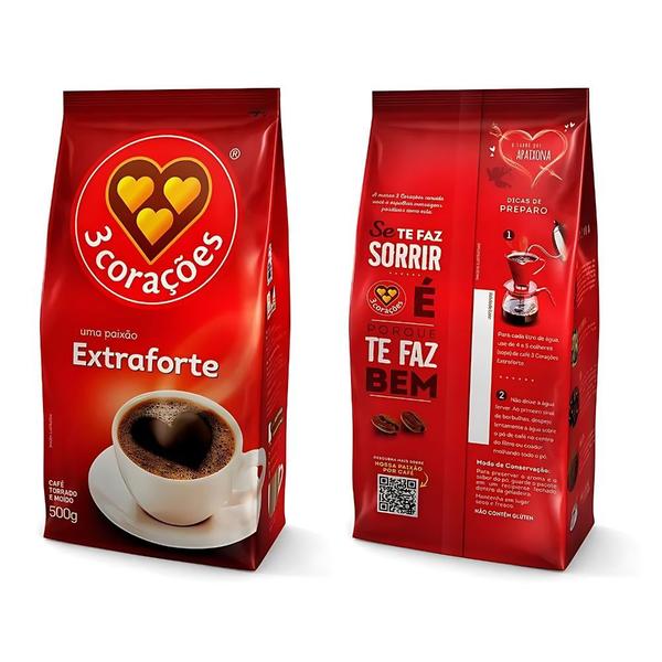 Imagem de Café Três Corações Extra Forte Moído Kit 5 Pacotes 500g