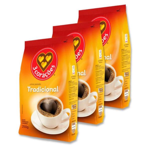 Imagem de Café Três Corações Tradicional Moído Kit 3 Pacotes 250G