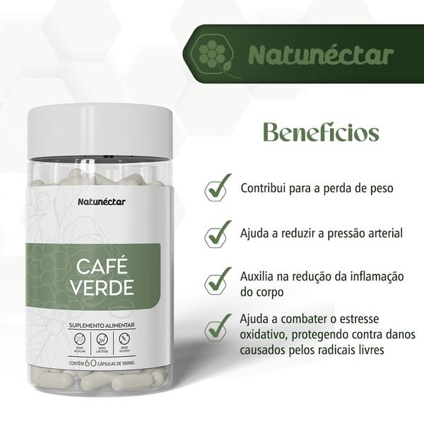 Imagem de Café Verde 500mg 60 Cápsulas Suplemento Alimentar Natunéctar