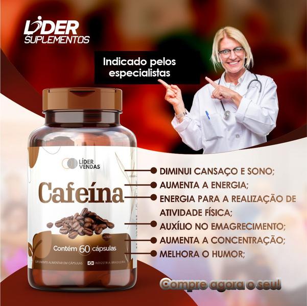 Imagem de Cafeina C/ 60 Cápsulas Kit 3 Potes