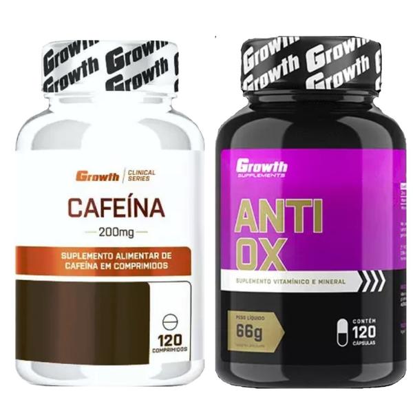 Imagem de Cafeina Pura 200mg 120 Caps + Anti-Ox Antioxidante Growth