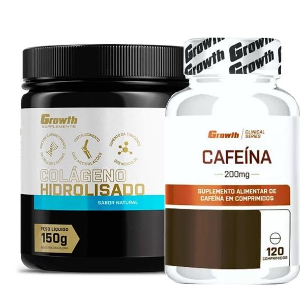 Imagem de Cafeina Pura 200mg 120 Caps + Colageno 150g Growth Supplements