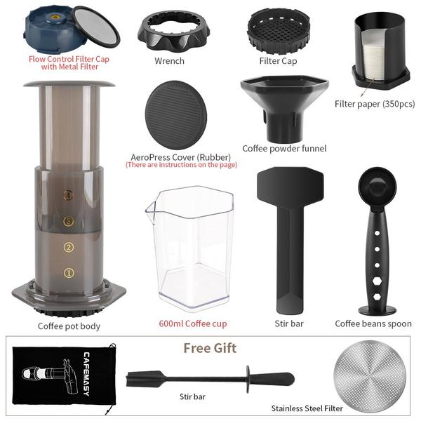 Imagem de CAFEMASY-Cafeteira Espresso Portátil, French Press, Barista Tool, Coffee Pot, Air Press, Máquina com Filtros, AeroPress