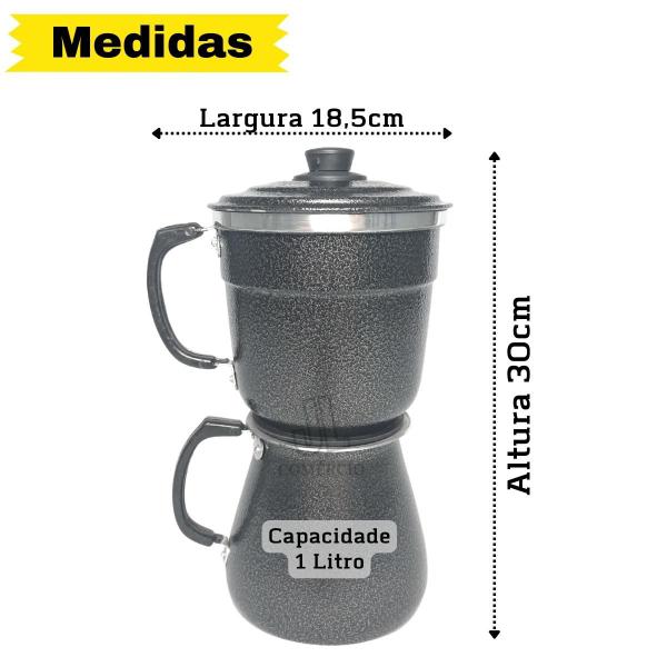 Cafeteira Alumínio Preta Craqueada ou Vermelha 1L Cafeteira Econômica Italiana Bialeti - JL Comercio Imagem de Cafeteira Alumínio Preta Craqueada ou Vermelha 1L Cafeteira Econômica Italiana Bialeti