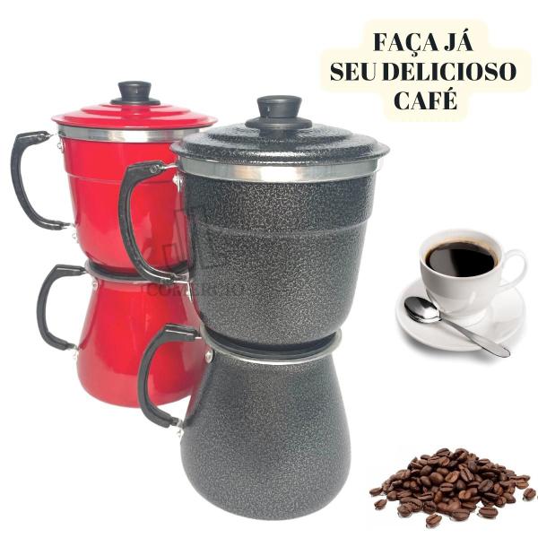 Cafeteira Alumínio Preta Craqueada ou Vermelha 1L Cafeteira Econômica Italiana Bialeti - JL Comercio Imagem de Cafeteira Alumínio Preta Craqueada ou Vermelha 1L Cafeteira Econômica Italiana Bialeti