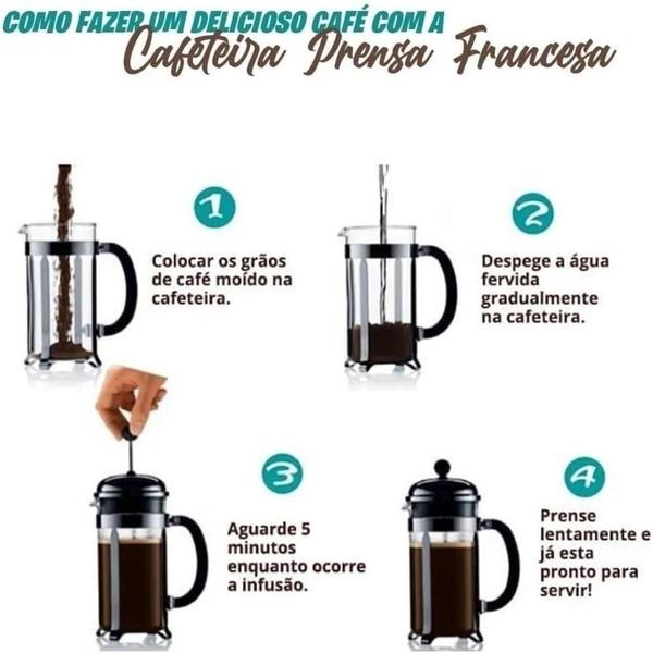 Imagem de Cafeteira Bule Prensa Francesa 600ml Barista Leite Cremoso