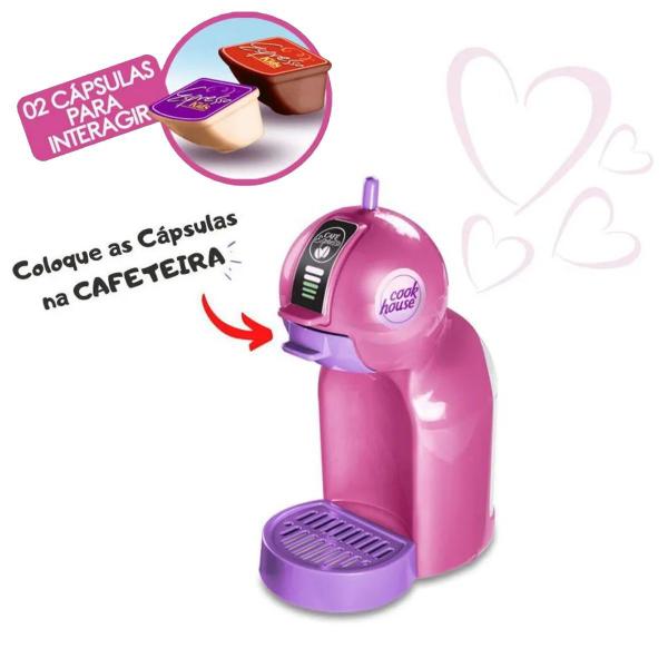 Cafeteira de brinquedo rosa expresso kids cozinha infantil - ZUCA TOYS Imagem de Cafeteira de brinquedo rosa expresso kids cozinha infantil