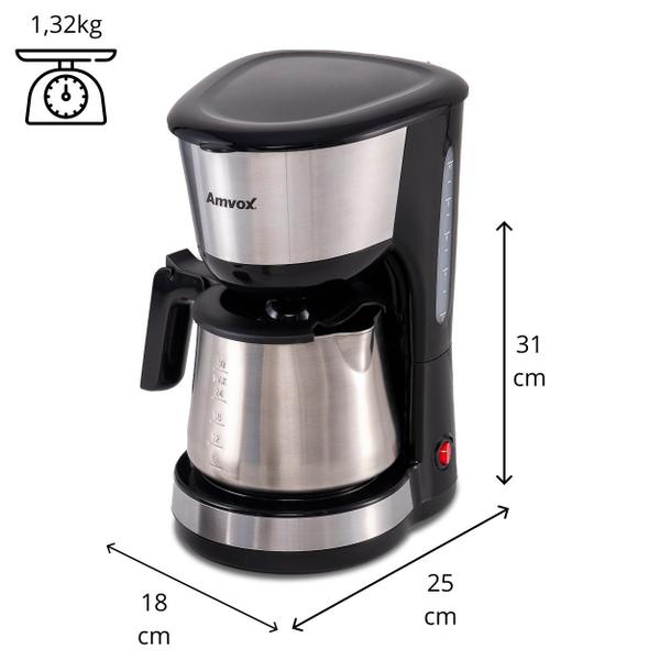 Imagem de Cafeteira Elétrica 900W Amvox ACF 927 30xic. 1,5L Preto/Inox 110V