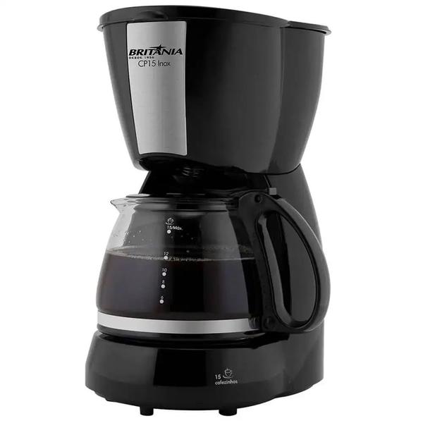 Imagem de Cafeteira Elétrica Britânia 600ml Preta Inox CP15  220 Volts