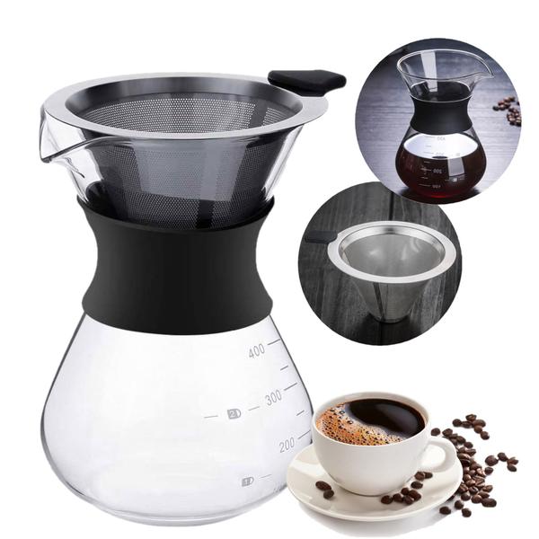 Imagem de Cafeteira Em Vidro Passador De Café Com Filtro Em Inox 400ml