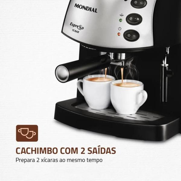 Imagem de Cafeteira Expresso Coffee Cream C-08 1850-01 Preto Inox 127v Mondial 