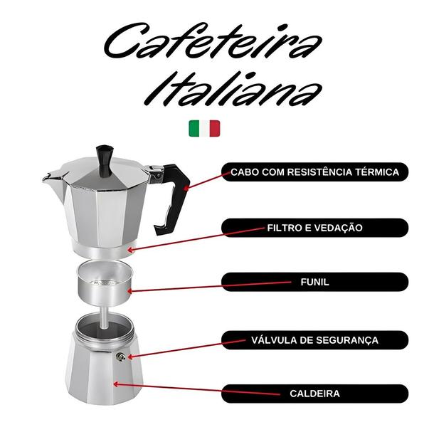 Imagem de Cafeteira Fogão Manual Italiana Moka 3 Xícaras Café