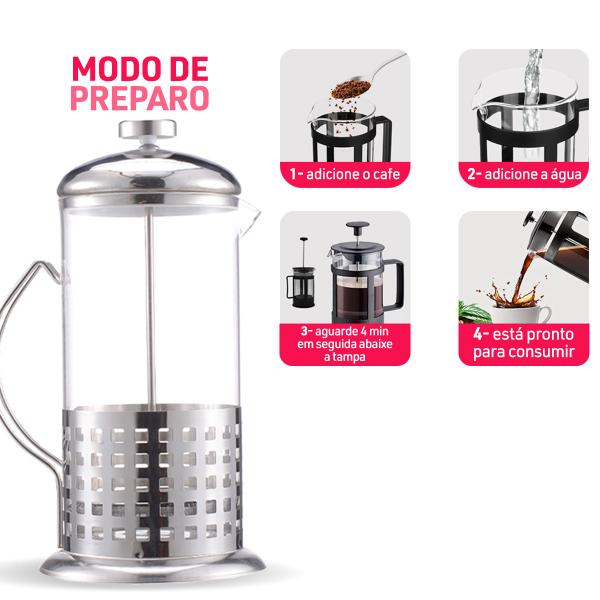 Imagem de Cafeteira Francesa Cremeira 350ml Inox Leite Café Chá Q