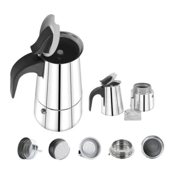 Imagem de Cafeteira Italiana 300Ml Inox 6 Xícaras de Café Luxo Ke Home