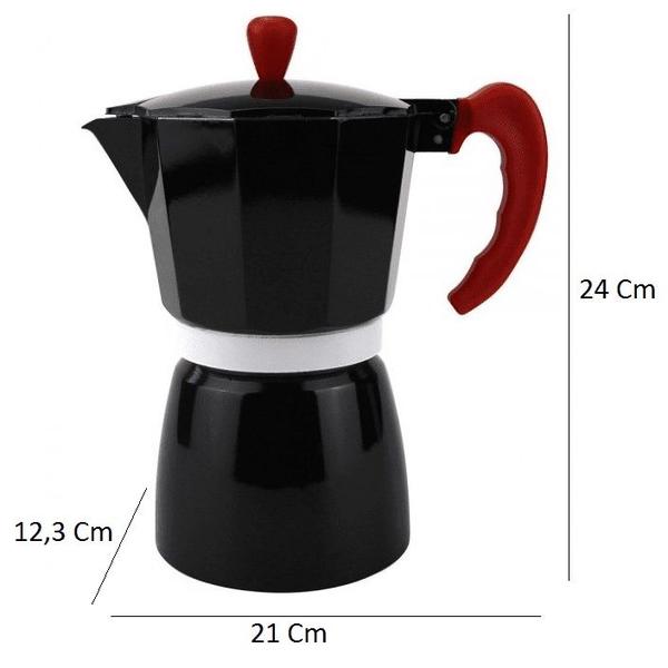 Imagem de Cafeteira Italiana 6 Xícaras Café Expresso Alimínio Preto 300 Ml