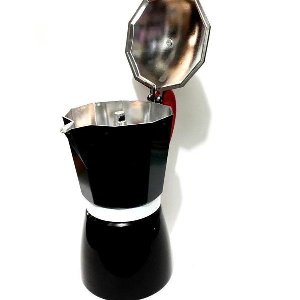 Cafeteira Italiana 6 Xícaras Café Expresso Alumínio Preto 300 Ml - K Magazine Store Imagem de Cafeteira Italiana 6 Xícaras Café Expresso Alumínio Preto 300 Ml