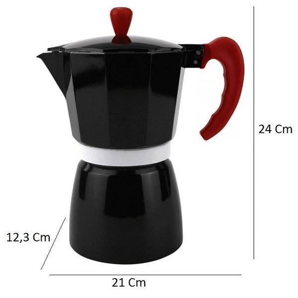 Cafeteira Italiana 6 Xícaras Café Expresso Alumínio Preto 300 Ml - K Magazine Store Imagem de Cafeteira Italiana 6 Xícaras Café Expresso Alumínio Preto 300 Ml