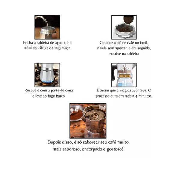 Cafeteira Italiana 6 Xícaras De Café Moka - GMB Imagem de Cafeteira Italiana 6 Xícaras De Café Moka