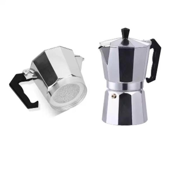 Imagem de Cafeteira italiana 6 xicaras expresso grande moka luxo prata aluminio manual profissional