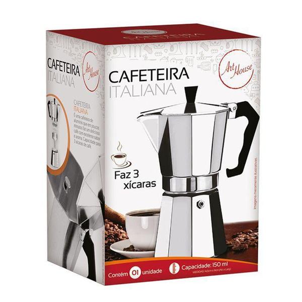 Imagem de Cafeteira Italiana Aço Inox 3 Xícaras Capacidade 150ml - Art House