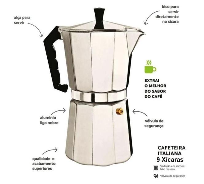 Imagem de Cafeteira Italiana Alumínio 9 Xícaras Café Expresso