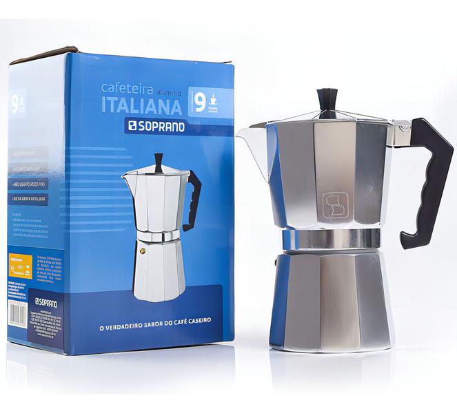 Imagem de Cafeteira Italiana Alumínio 9 Xícaras Moka 450ml - Soprano Cor Prata