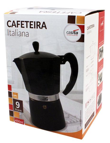 Imagem de Cafeteira italiana aluminio preto com capacidade para 9 xica 18x12x12