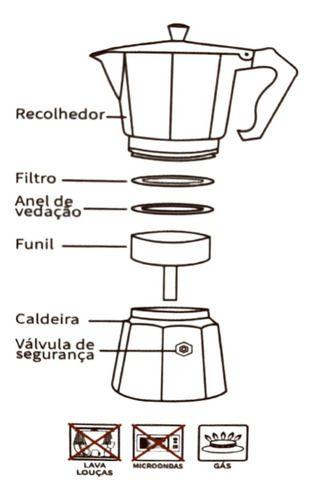 Imagem de Cafeteira Italiana Bege Vintage 3 Xícaras Cabo Madeira