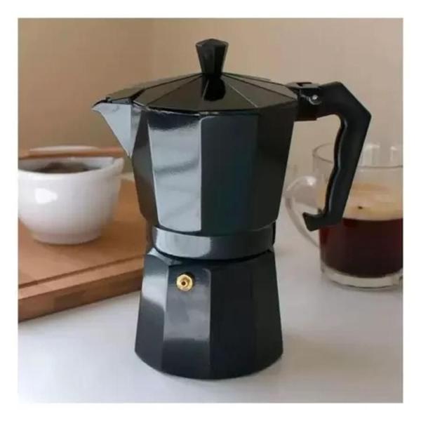 Imagem de Cafeteira italiana black moka 3 xicaras preta em aluminio