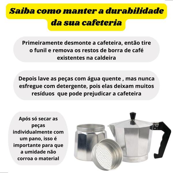 Imagem de Cafeteira Italiana Chaleira Moka Expresso Em Alumínio Fogão Á Gas Rende 9 Cafezinhos