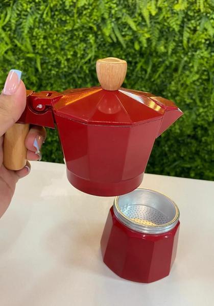 Imagem de Cafeteira Italiana Com Alça 6 Xícaras 450 Ml Vermelho Wincy