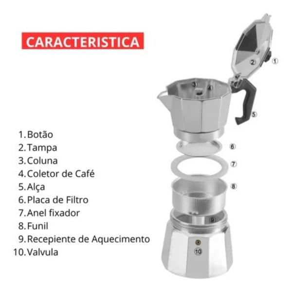 Imagem de Cafeteira Italiana de Alumínio 6 Xícaras 300ml -WINCY