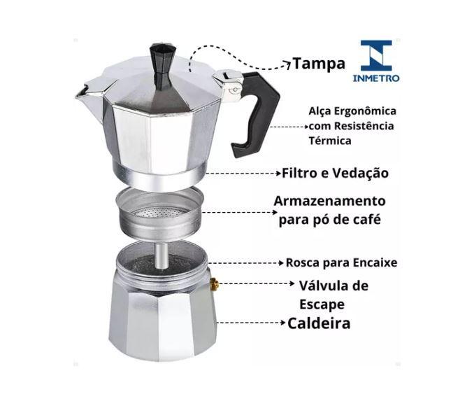 Imagem de Cafeteira italiana em alumínio 6 xícaras premium