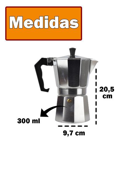 Imagem de Cafeteira Italiana Em Alumínio Com Alça De Polipropileno Serve 6 Xícaras De Café E Chá 300ml