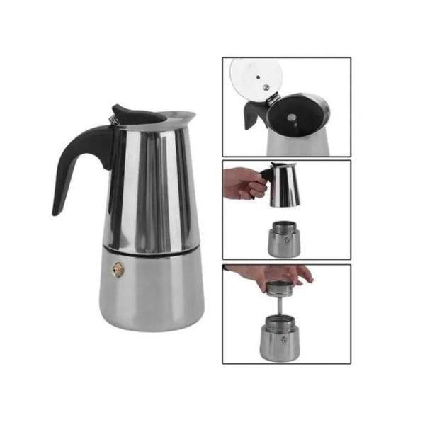 Cafeteira Italiana Expresso 300Ml Em Inox Para 6 Xícaras - Isamar Imagem de Cafeteira Italiana Expresso 300Ml Em Inox Para 6 Xícaras