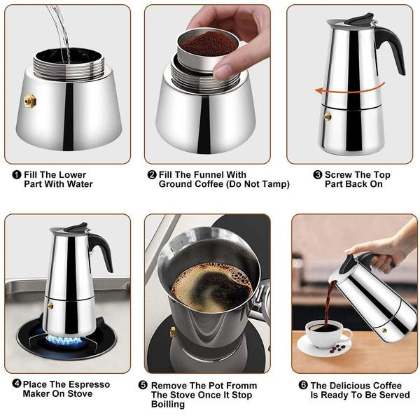 Imagem de Cafeteira Italiana Expresso Aço Inox 6 Xícaras 300 ML